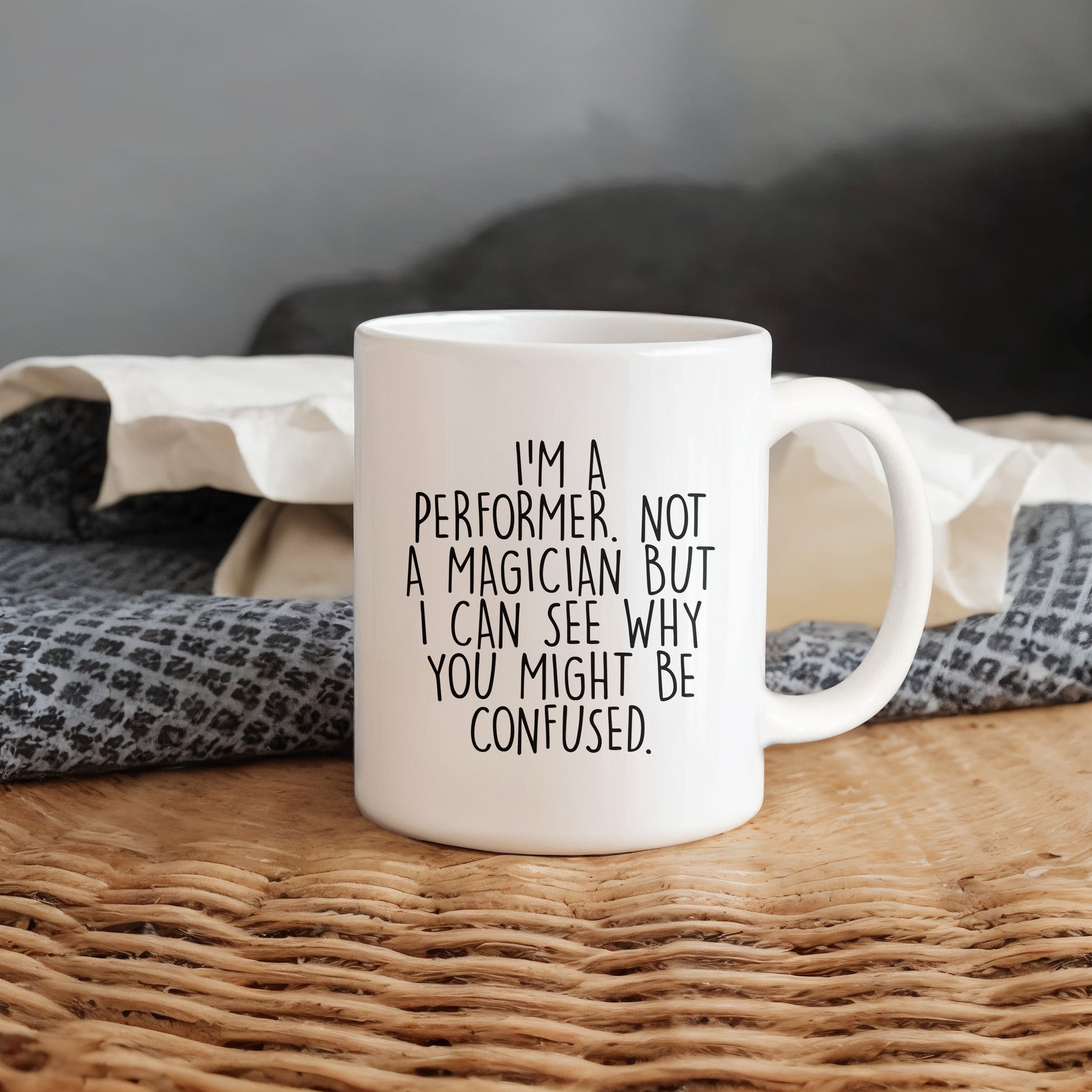 Performer White Coffee Mug, 'I'm A Performer. Not A Magician But I Can See Why You Might Be Confused.', Unique Birthday Unique Gift for Performer Men, Women, Friends, Coworkers, Family - Mallard Moon Gift Shop