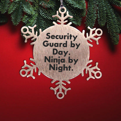 Security Guard Gifts by Day, Ninja Gifts by Night - Christmas Snowflake Ornament for Men or Women from Friends, Family, or Coworkers - Mallard Moon