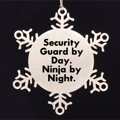 Security Guard Gifts by Day, Ninja Gifts by Night - Christmas Snowflake Ornament for Men or Women from Friends, Family, or Coworkers - Mallard Moon