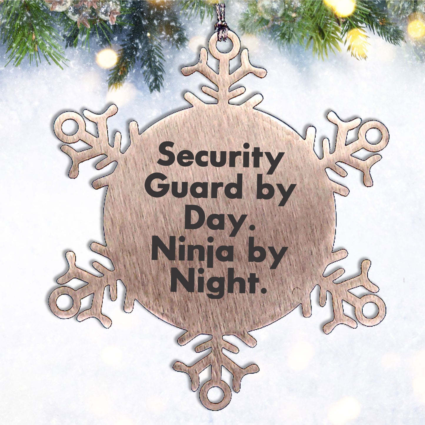 Security Guard Gifts by Day, Ninja Gifts by Night - Christmas Snowflake Ornament for Men or Women from Friends, Family, or Coworkers - Mallard Moon