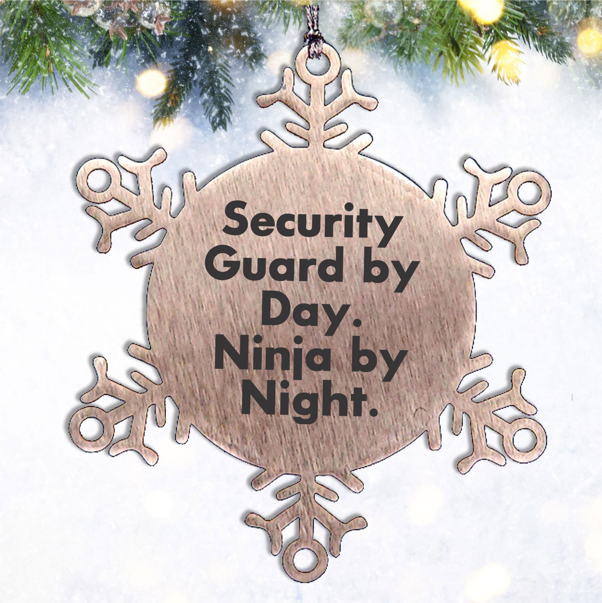 Security Guard Gifts by Day, Ninja Gifts by Night - Christmas Snowflake Ornament for Men or Women from Friends, Family, or Coworkers - Mallard Moon