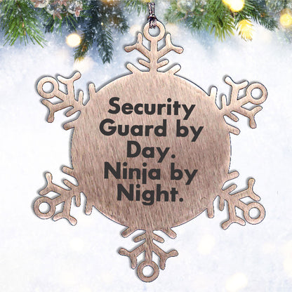 Security Guard Gifts by Day, Ninja Gifts by Night - Christmas Snowflake Ornament for Men or Women from Friends, Family, or Coworkers - Mallard Moon