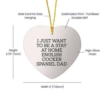 English Cocker Spaniel Dog Dad, Funny Heart Ornament Gifts from Men for Christmas Unique