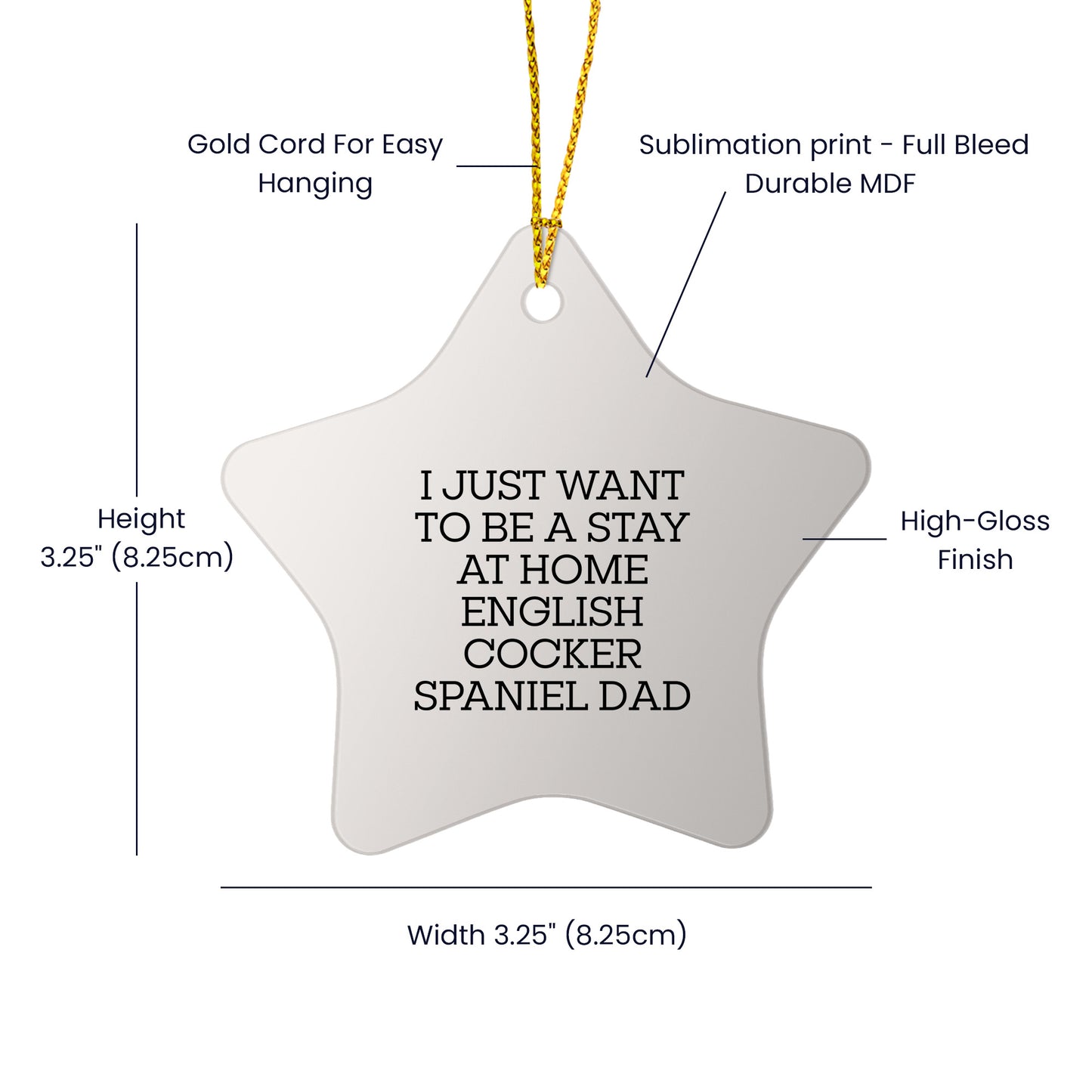 English Cocker Spaniel Dog Lover's Funny Gift, Star Ornament for Home Decor, Gifts from Men to English Cocker Spaniel Dog Dad, Unique Christmas Unique Gifts for Family