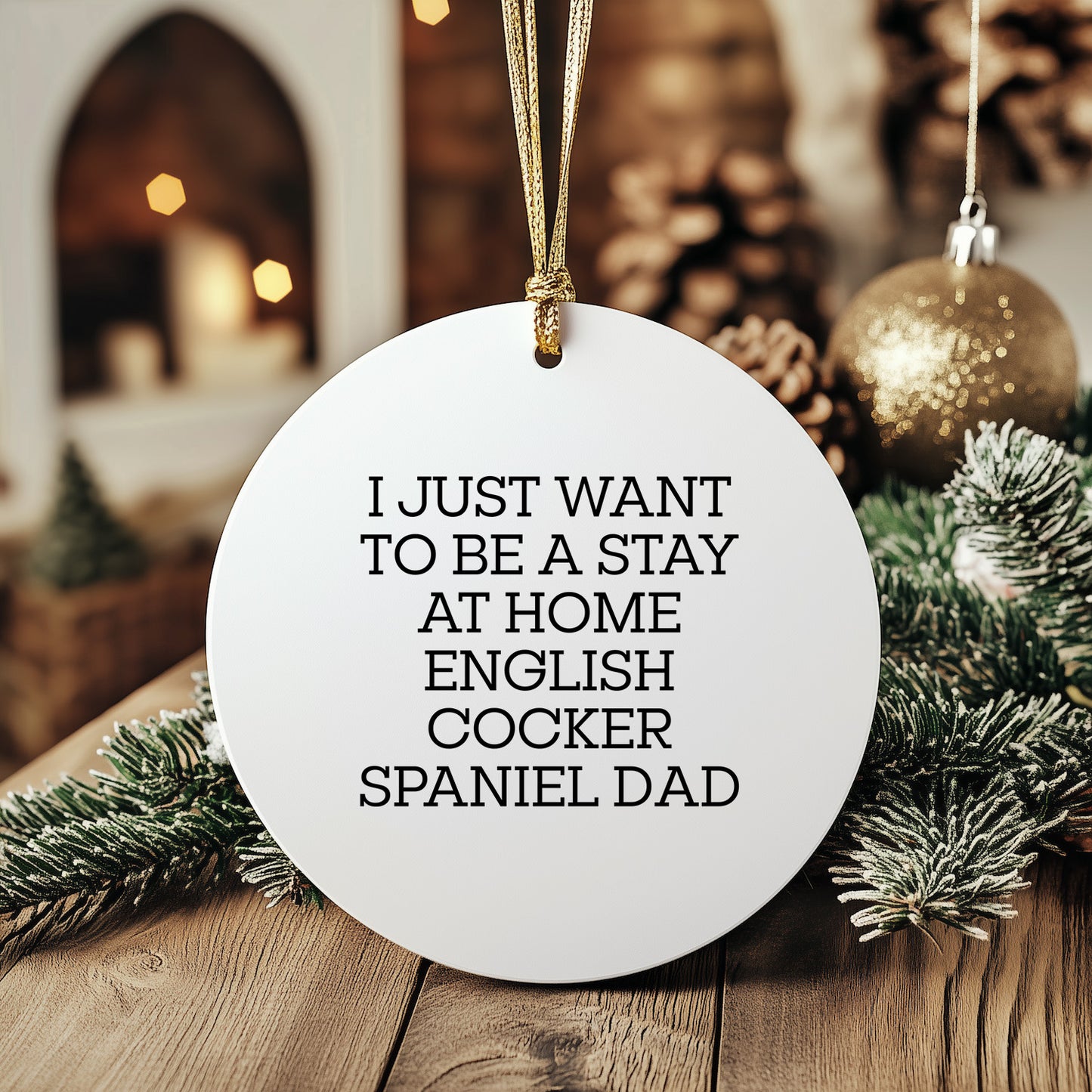 English Cocker Spaniel Dad Gifts, 'I Just Want To Be A Stay At Home English Cocker Spaniel Dad', Circle Ornament, Christmas Unique Gifts from Men to Family
