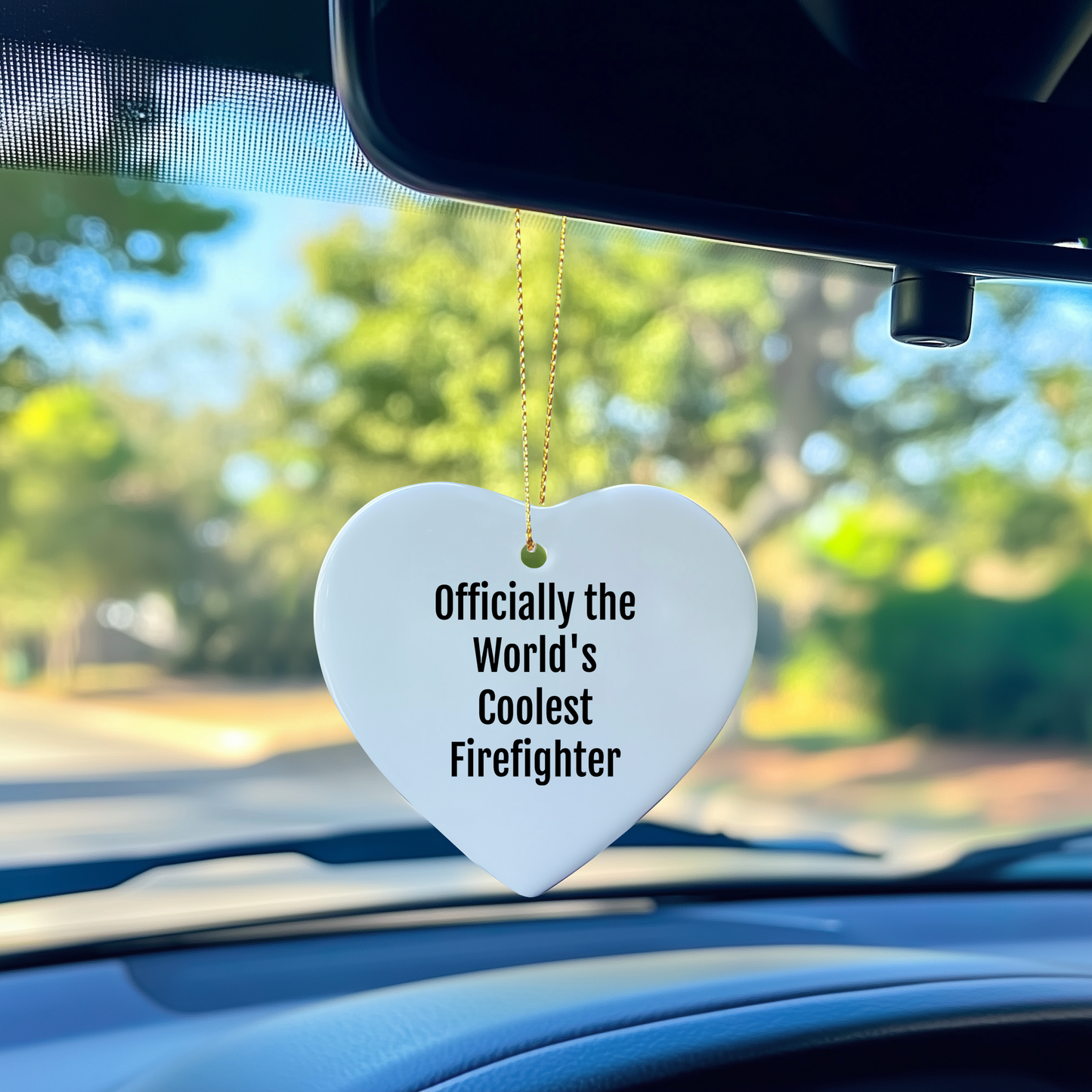 Funny Firefighter Gifts from Men to Firefighter Friends - Officially The World's Coolest Firefighter Heart Ornament Christmas Unique Gifts