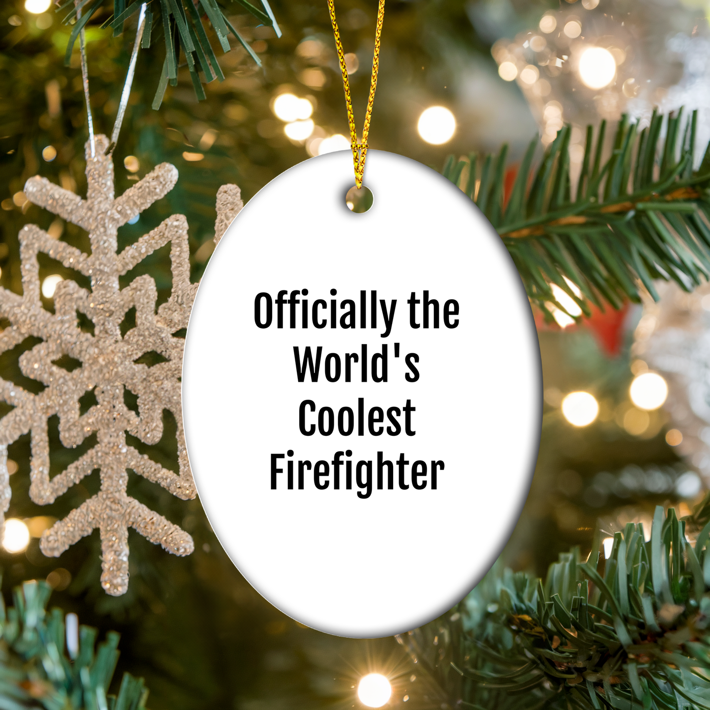 Funny Firefighter Oval Ornament Gifts from Friends for Men, Christmas Unique
