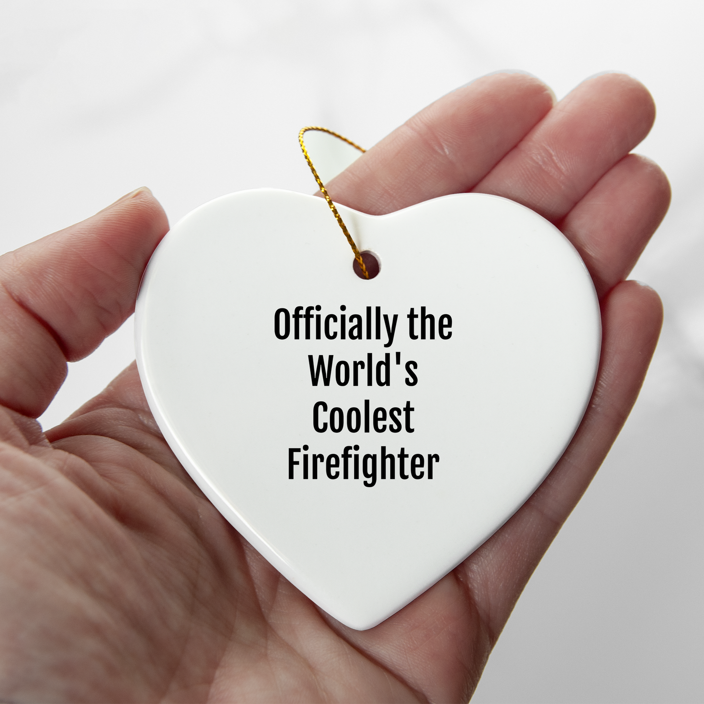 Funny Firefighter Gifts from Men to Firefighter Friends - Officially The World's Coolest Firefighter Heart Ornament Christmas Unique Gifts