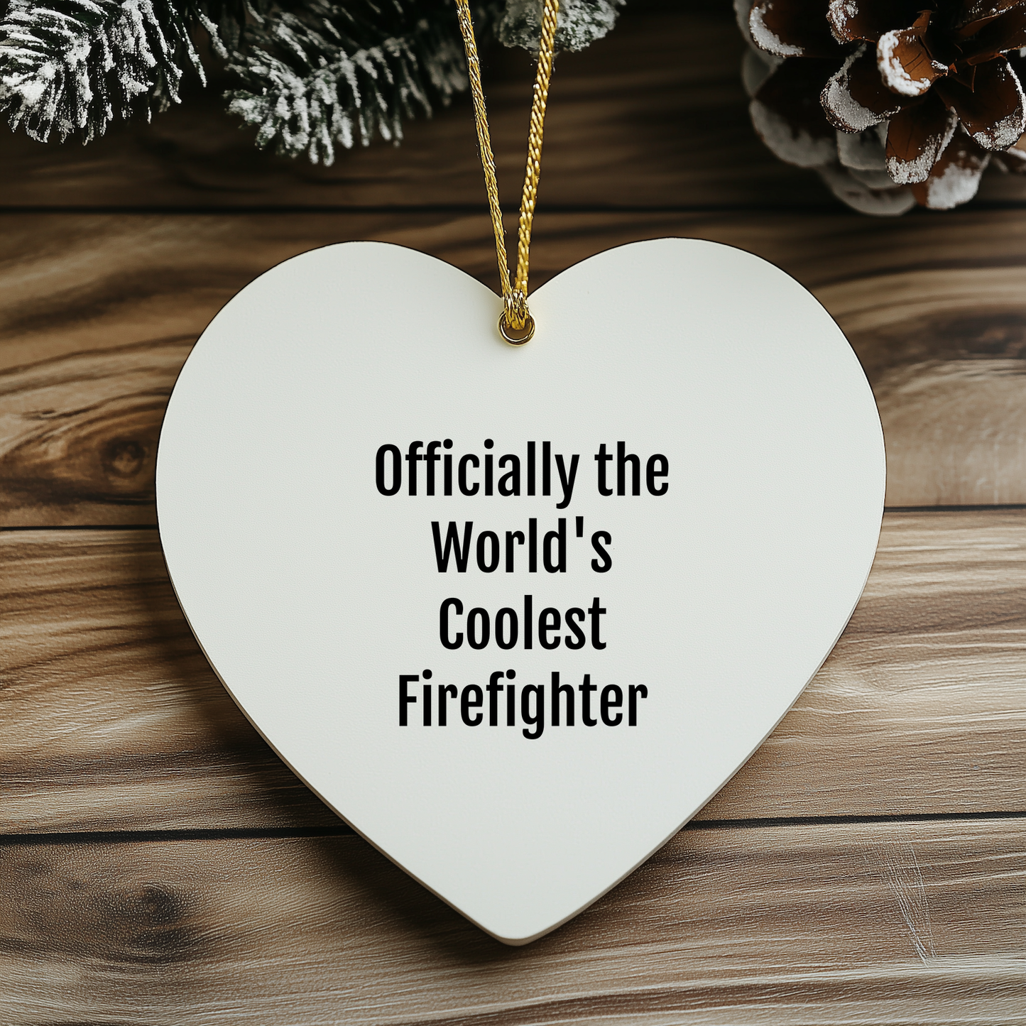 Funny Firefighter Gifts from Men to Firefighter Friends - Officially The World's Coolest Firefighter Heart Ornament Christmas Unique Gifts
