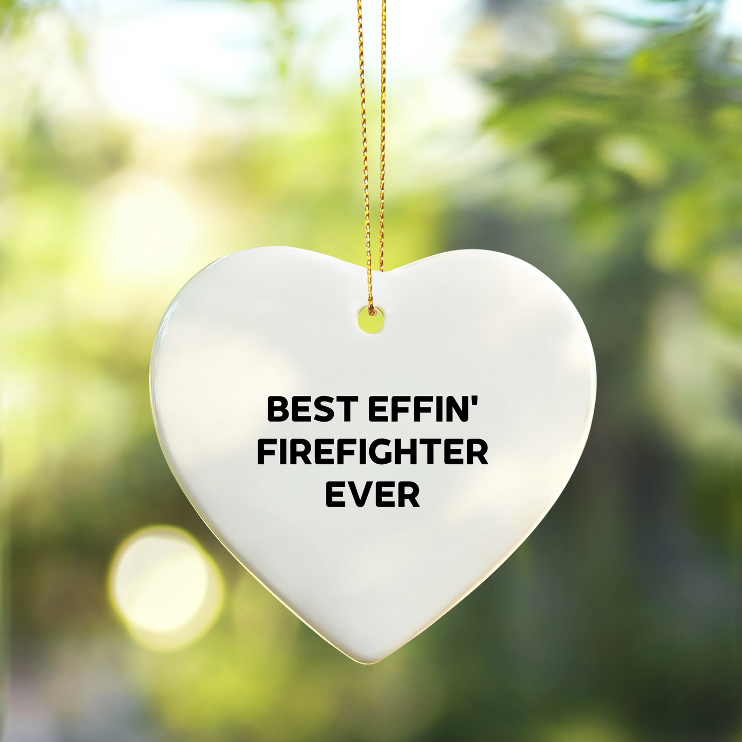 Funny Firefighter Gifts from Men to Firefighter Friends and Coworkers this Christmas Unique Ornament, Best Effin' Firefighter Ever Heart Shaped Decoration