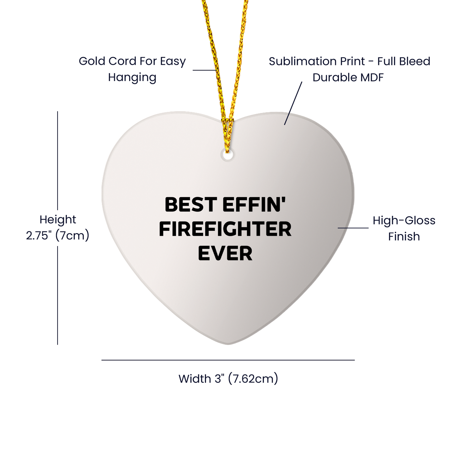 Funny Firefighter Gifts from Men to Firefighter Friends and Coworkers this Christmas Unique Ornament, Best Effin' Firefighter Ever Heart Shaped Decoration