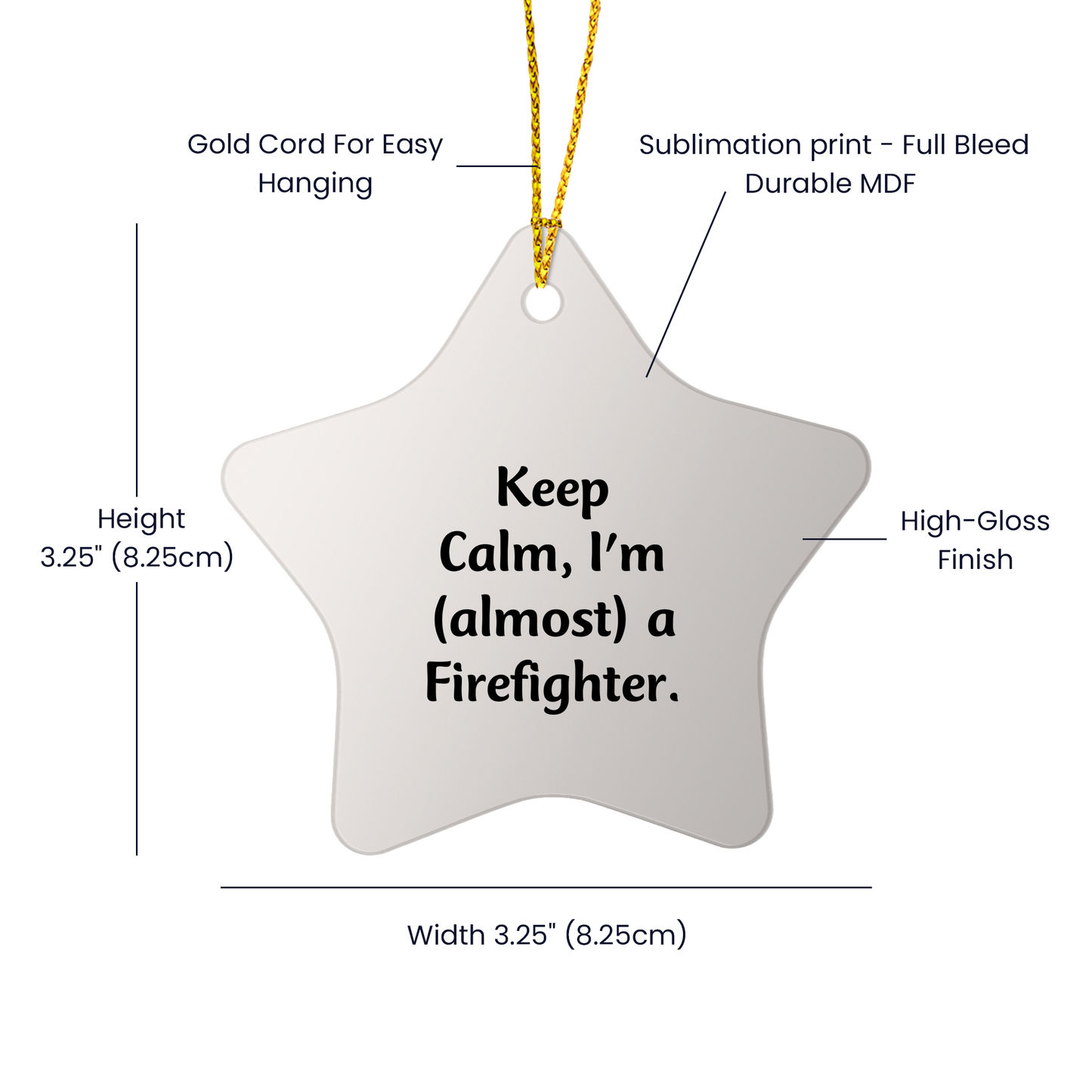 Funny Firefighter Gifts for Men, Keep Calm Firefighter Star Ornament, Unique Firefighter Christmas Unique Gifts from Friends