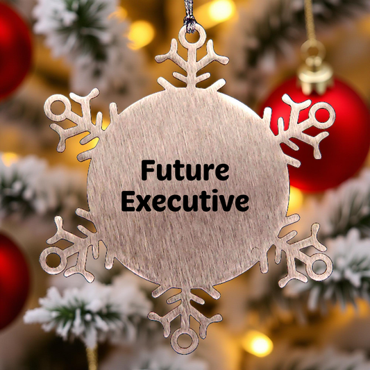 Funny Executive Gifts from Friends Unique Snowflake Ornament, Inspirational Quote for Future Executive, Christmas Unique Gifts for Men