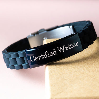 Funny Quote Certified Writer Glide lock Clasp Bracelet Gifts from Friends for Writer Graduation Unique Gifts - Mallard Moon Gift Shop