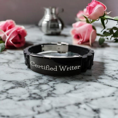 Funny Quote Certified Writer Glide lock Clasp Bracelet Gifts from Friends for Writer Graduation Unique Gifts - Mallard Moon Gift Shop