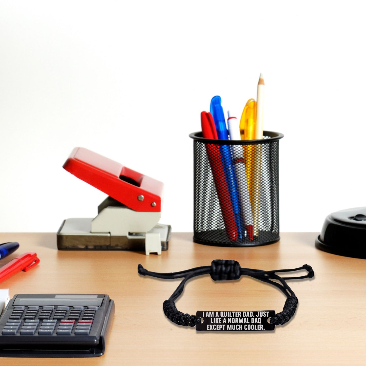 Cool Quilter Dad Bracelet – Just Like a Normal Dad Except Much Cooler – Engraved Braided RopeWristband for Sewing Dads - Mallard Moon Gift Shop