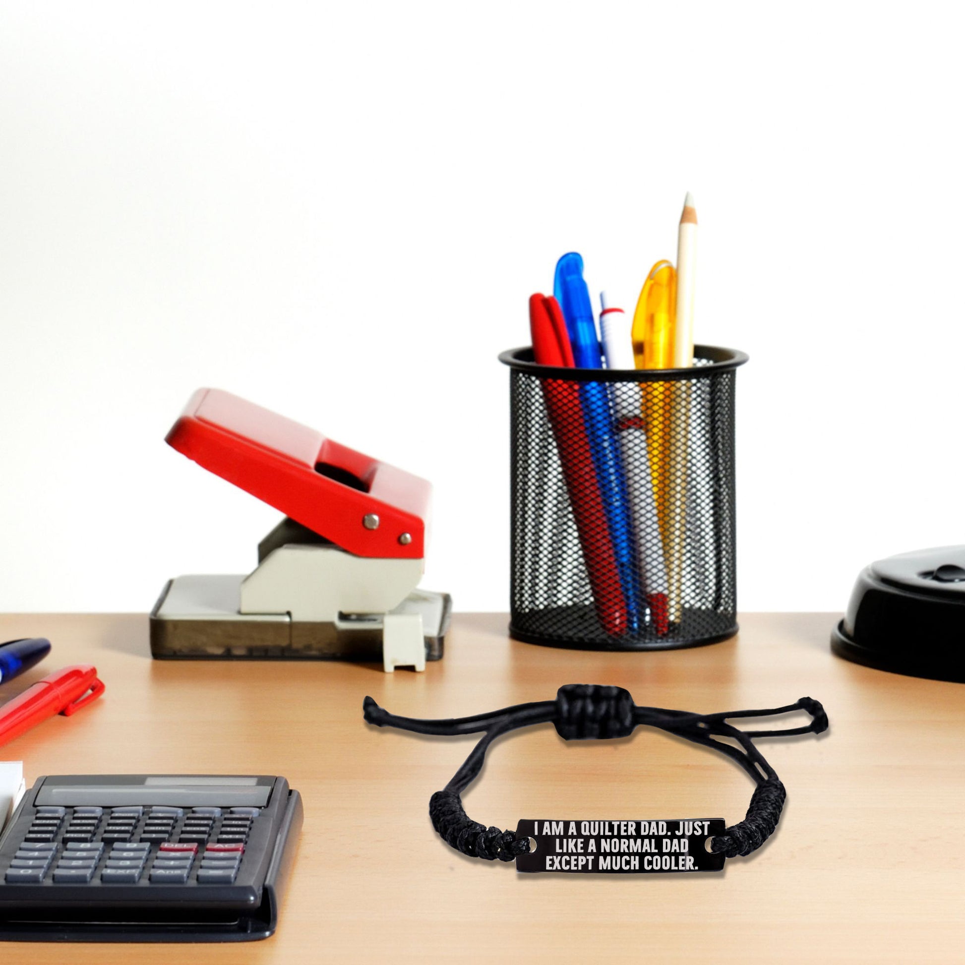 Cool Quilter Dad Bracelet – Just Like a Normal Dad Except Much Cooler – Engraved Braided RopeWristband for Sewing Dads - Mallard Moon Gift Shop