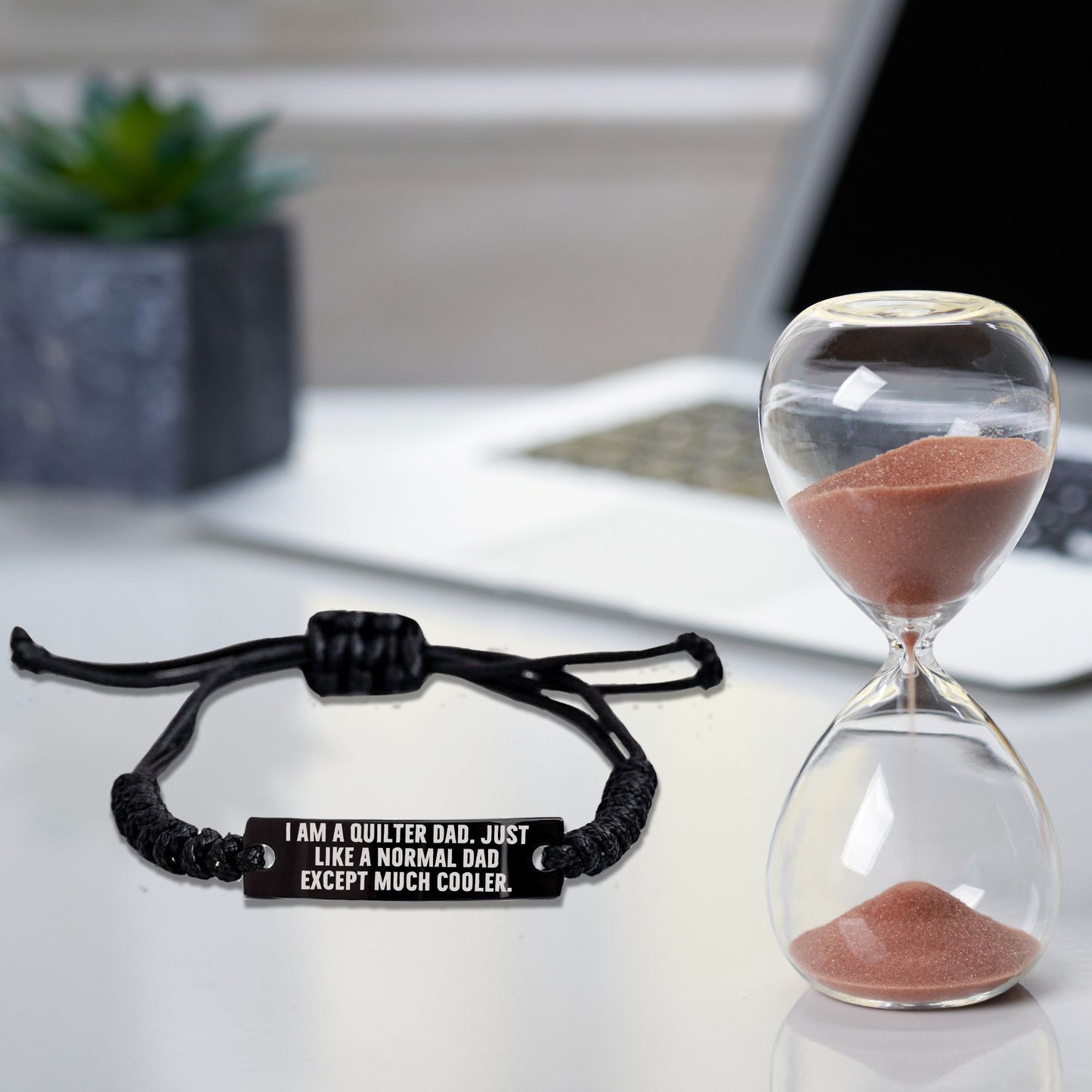 Cool Quilter Dad Bracelet – Just Like a Normal Dad Except Much Cooler – Engraved Braided RopeWristband for Sewing Dads - Mallard Moon Gift Shop