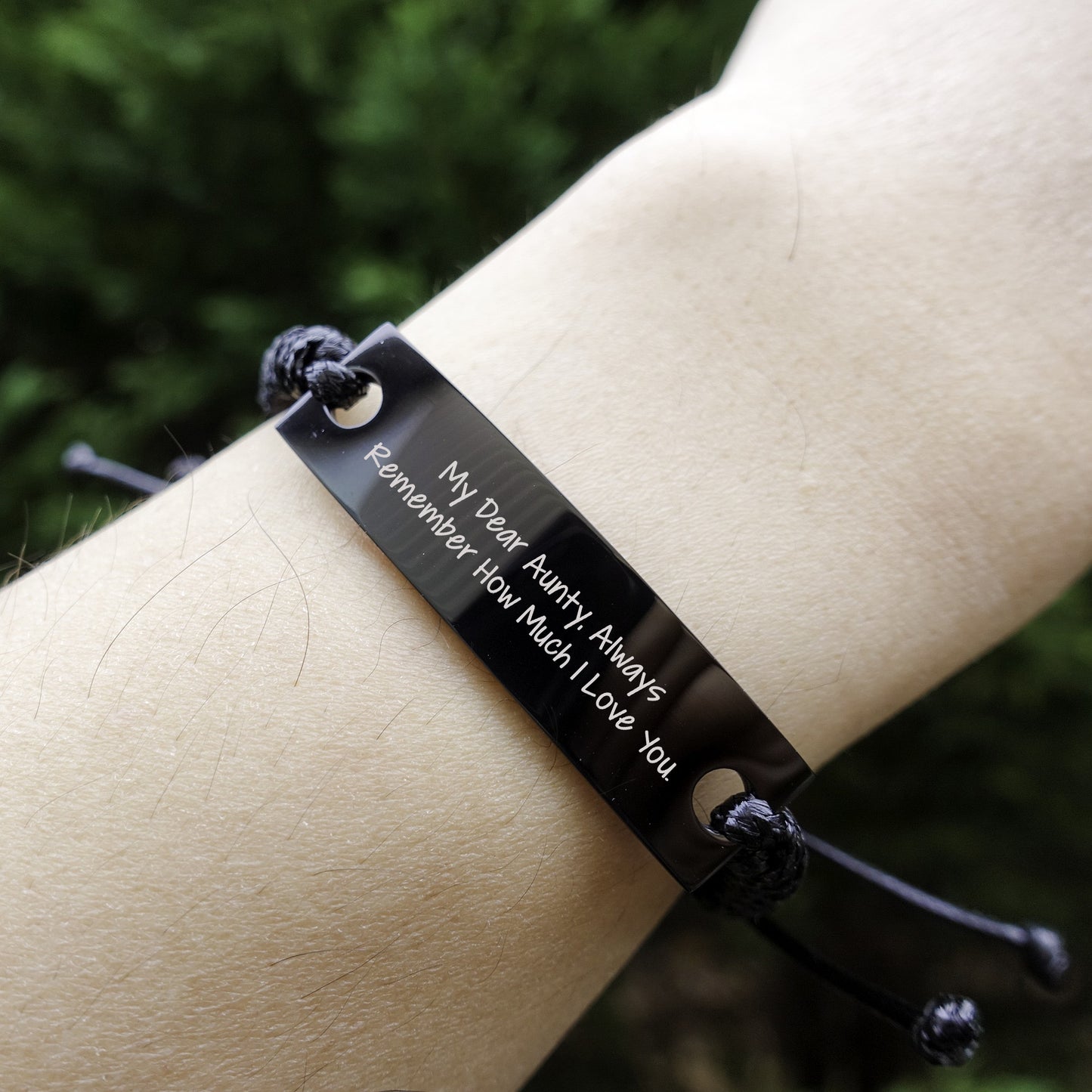 Spring Pet Products Aunty's Special Heartfelt Rope Bracelet, Black Stainless Steel Adjustable Rope for Women, Funny Quote Valentine's Day Unique Gift - Mallard Moon Gift Shop
