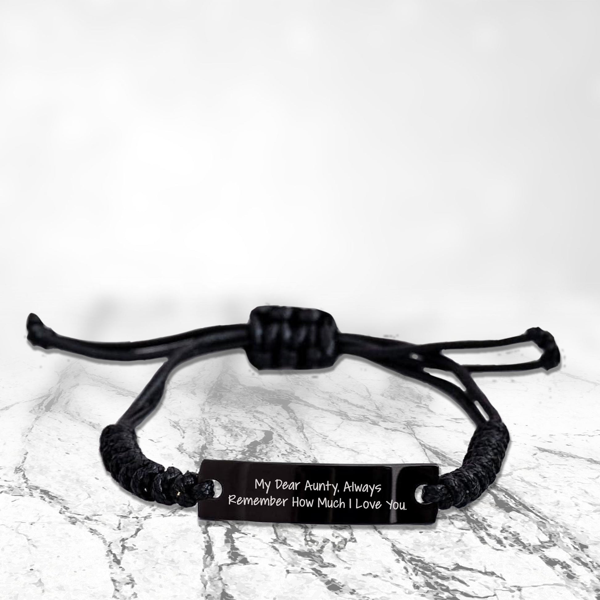 Spring Pet Products Aunty's Special Heartfelt Rope Bracelet, Black Stainless Steel Adjustable Rope for Women, Funny Quote Valentine's Day Unique Gift - Mallard Moon Gift Shop