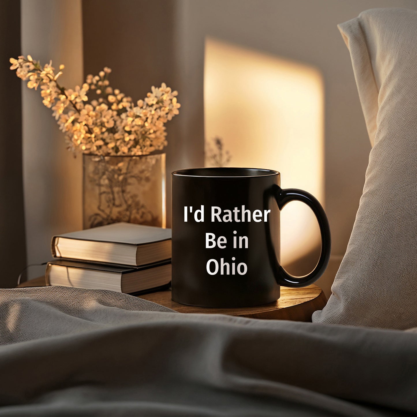 Funny Ohio Gifts I'd Rather Be In Ohio Quote Black Coffee Mug for Dad on Father's Day, Gifts from Men to Family