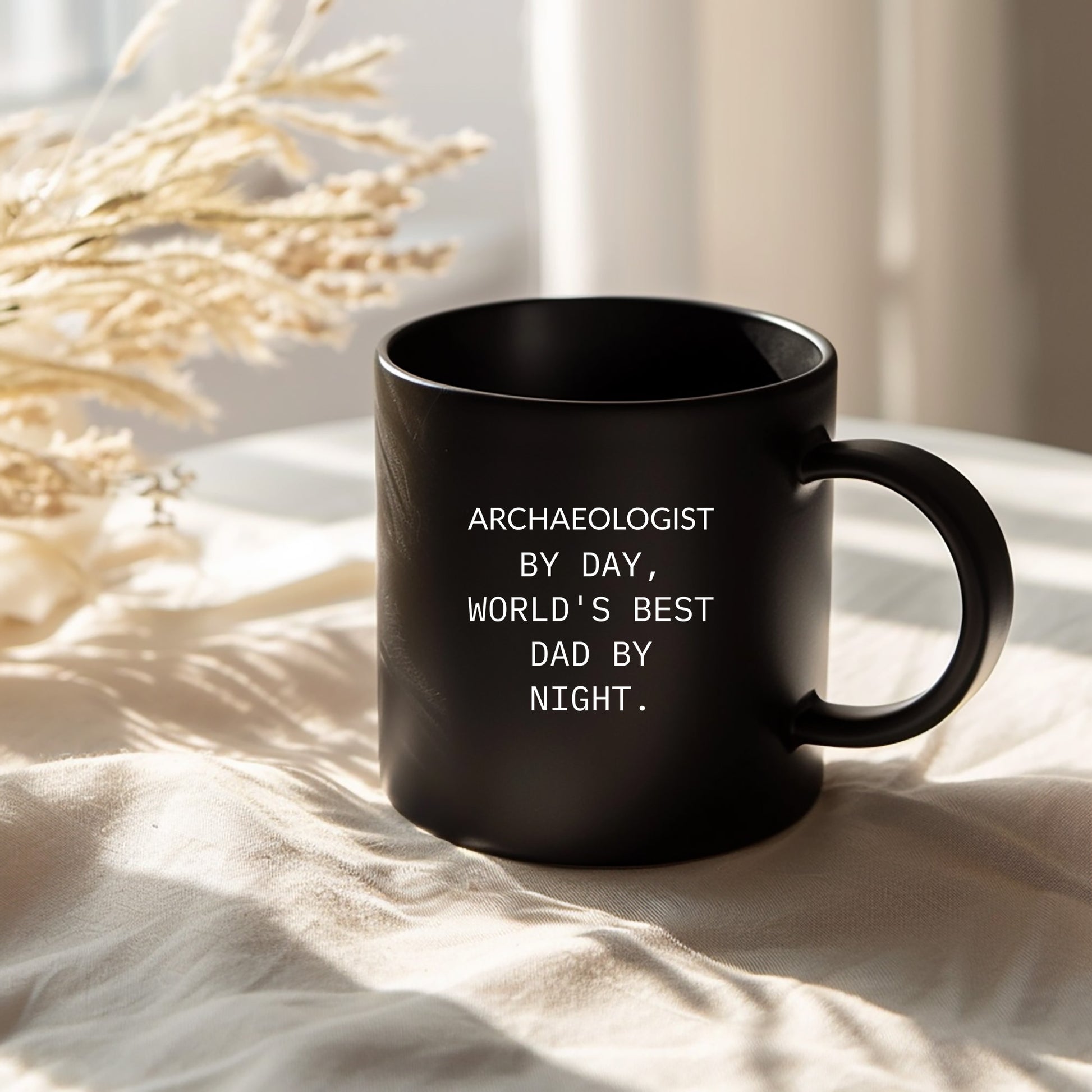 Funny Archaeologists Gifts for Men, Archaeologists by Day, World's Best Dad by Night, Black Coffee Mug for Graduate, Graduation Unique Gifts from Family - Mallard Moon Gift Shop