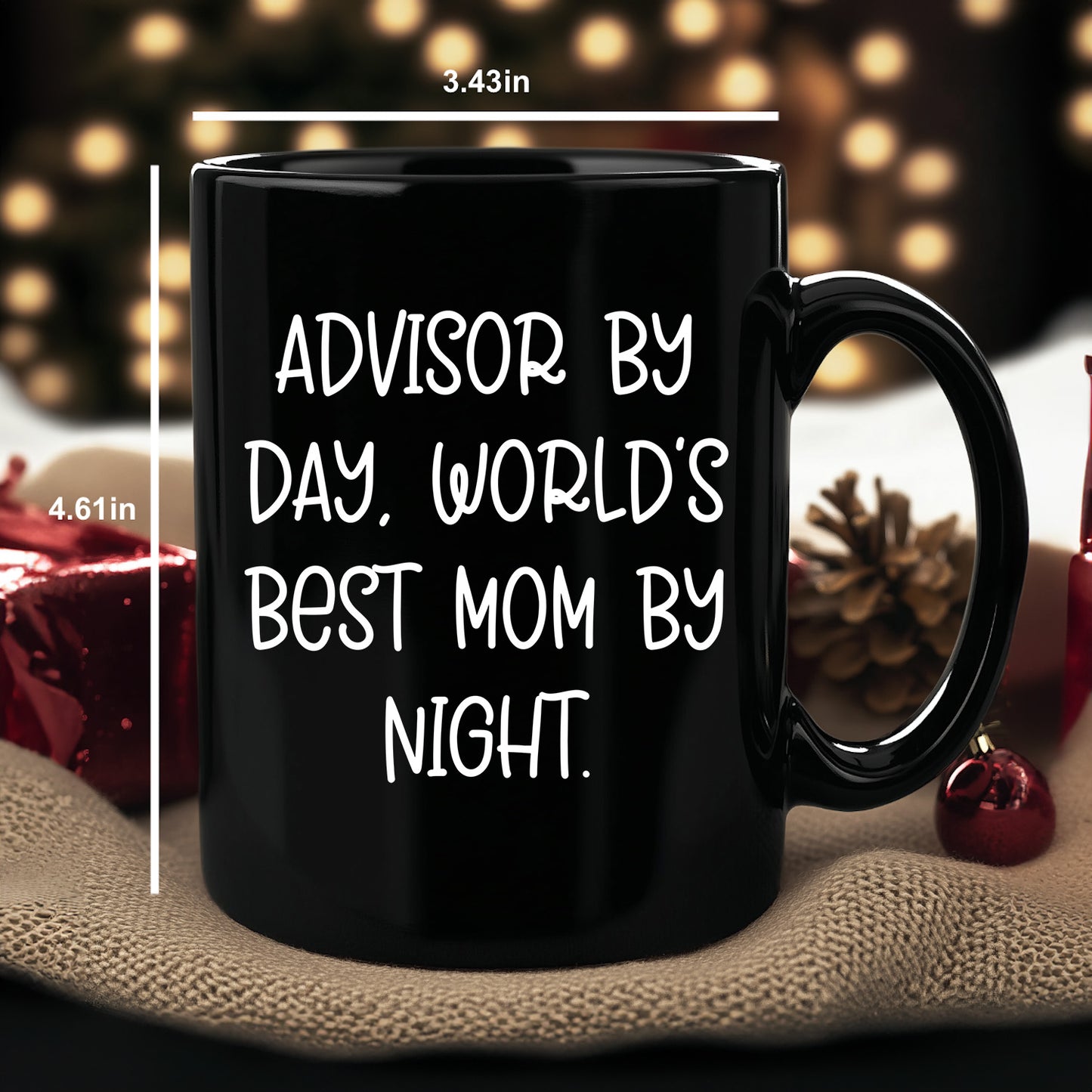 Funny Advisor Gifts for Graduation, Black Coffee Mug from Men to Women, World's Best Mom Quote, 11oz or 15oz, Microwave and Dishwasher Safe - Mallard Moon Gift Shop