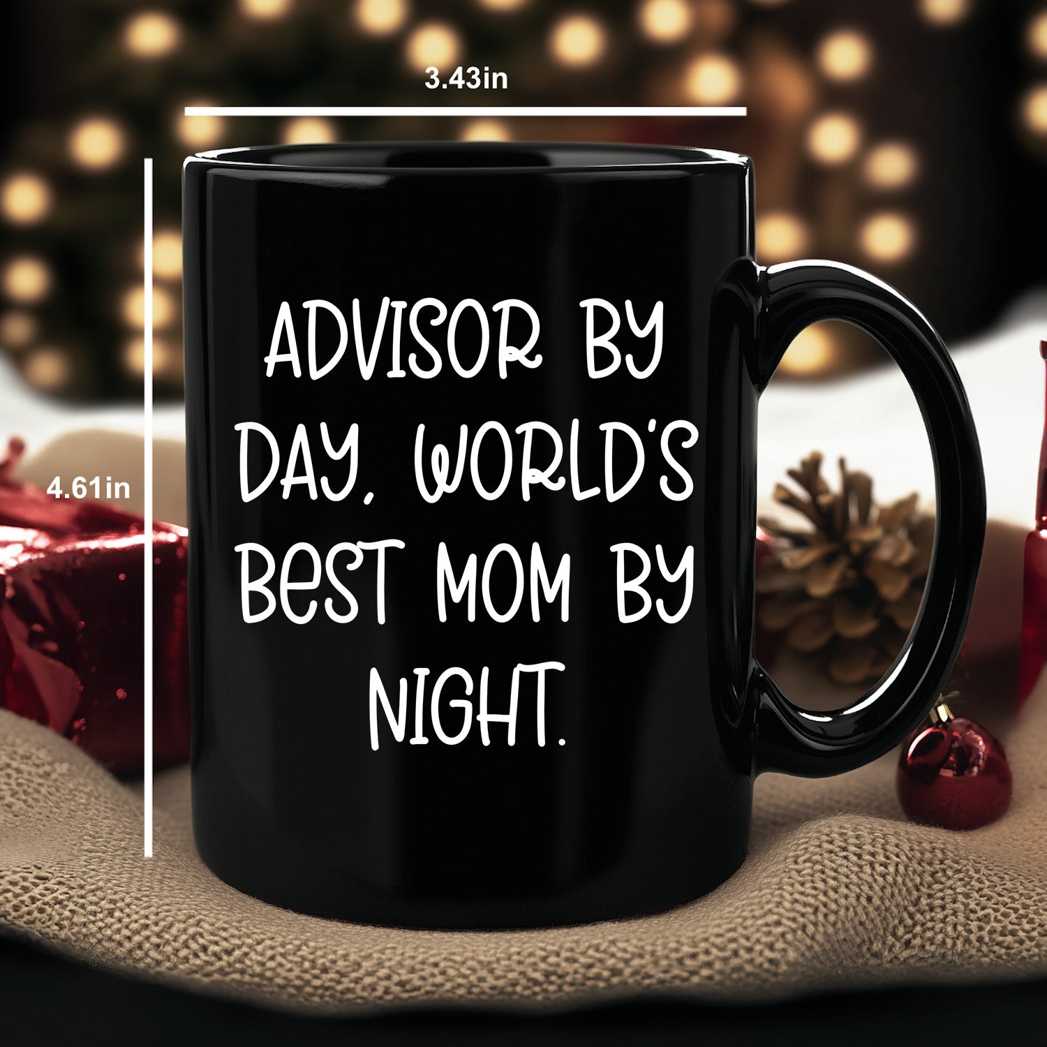 Funny Advisor Gifts for Graduation, Black Coffee Mug from Men to Women, World's Best Mom Quote, 11oz or 15oz, Microwave and Dishwasher Safe - Mallard Moon Gift Shop