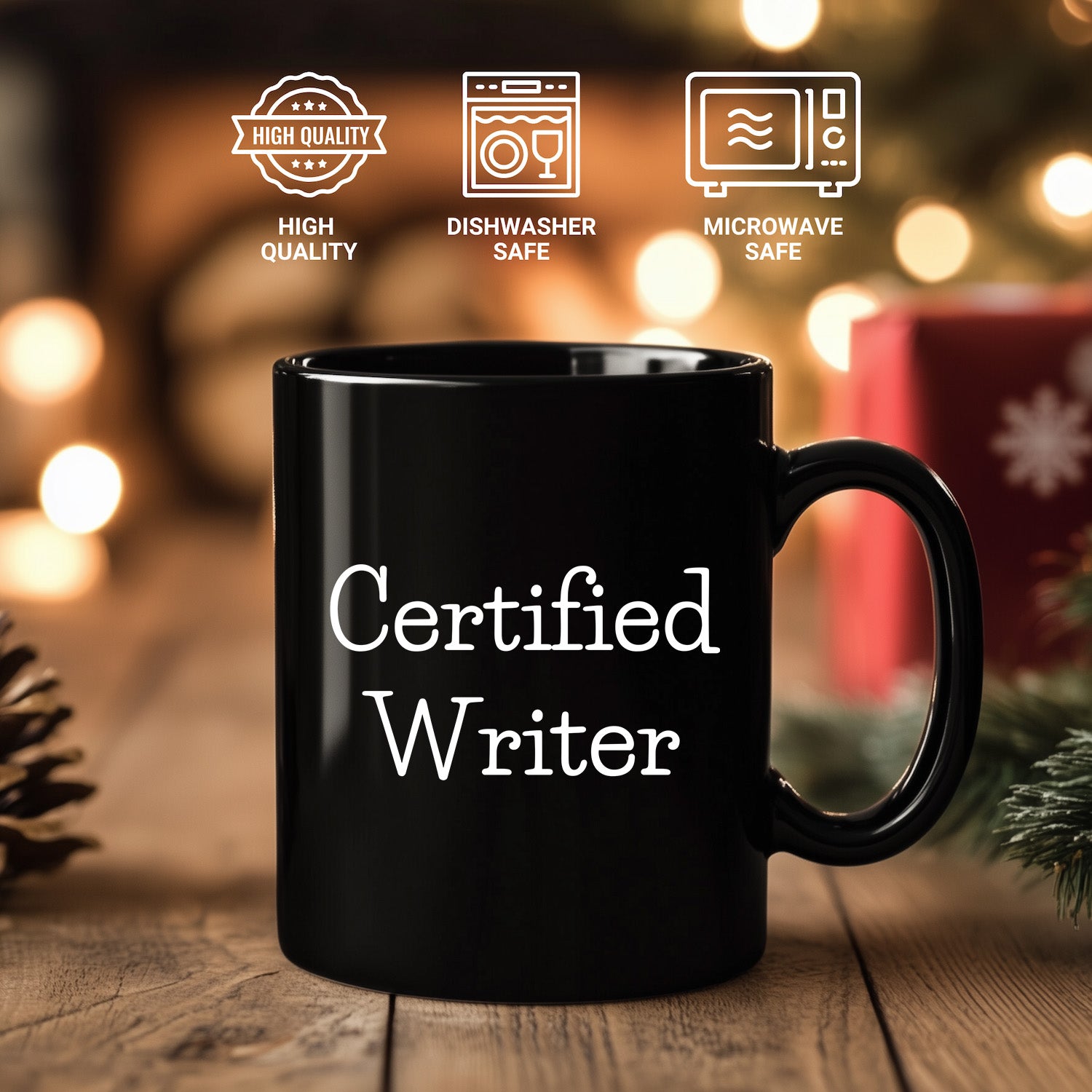Funny Quote Certified Writer Gifts from Friends for Writer Graduation Unique Black Coffee Mug - Mallard Moon Gift Shop