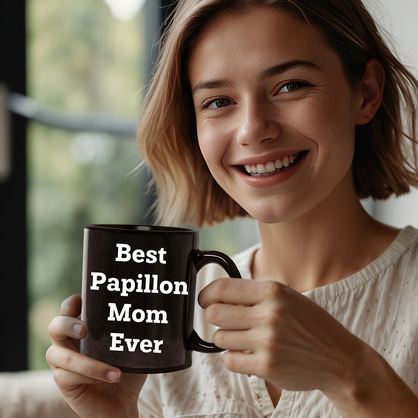 Papillon Dog Mom  Unique Gifts for Best Papillon Mom Ever - Black Coffee Mug, Funny Quote, Unique Papillon Dog Lover Gift from Friends to Family - Mallard Moon Gift Shop