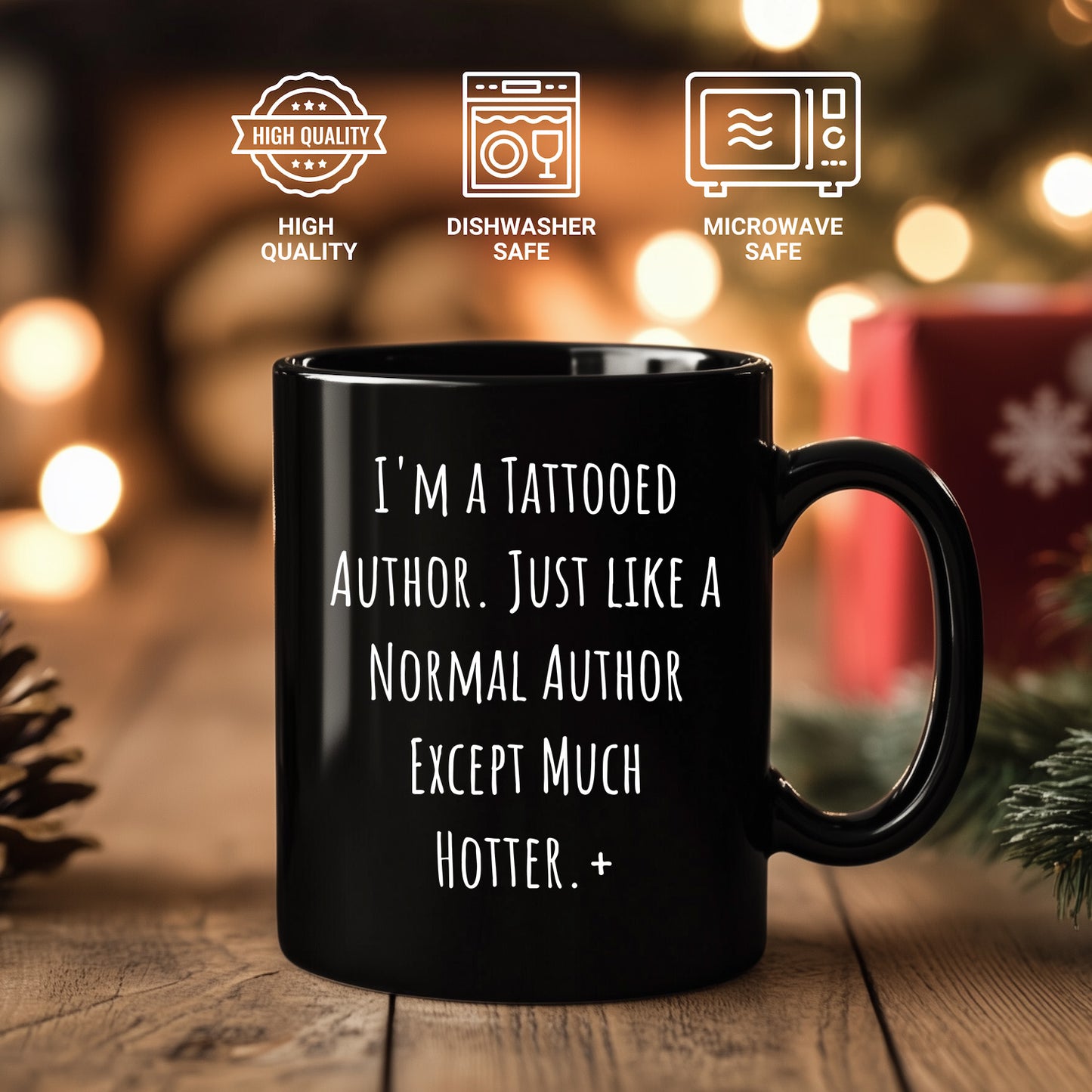 Author Funny Quote Tattooed Author Black Coffee Mug Gifts - Mallard Moon Gift Shop