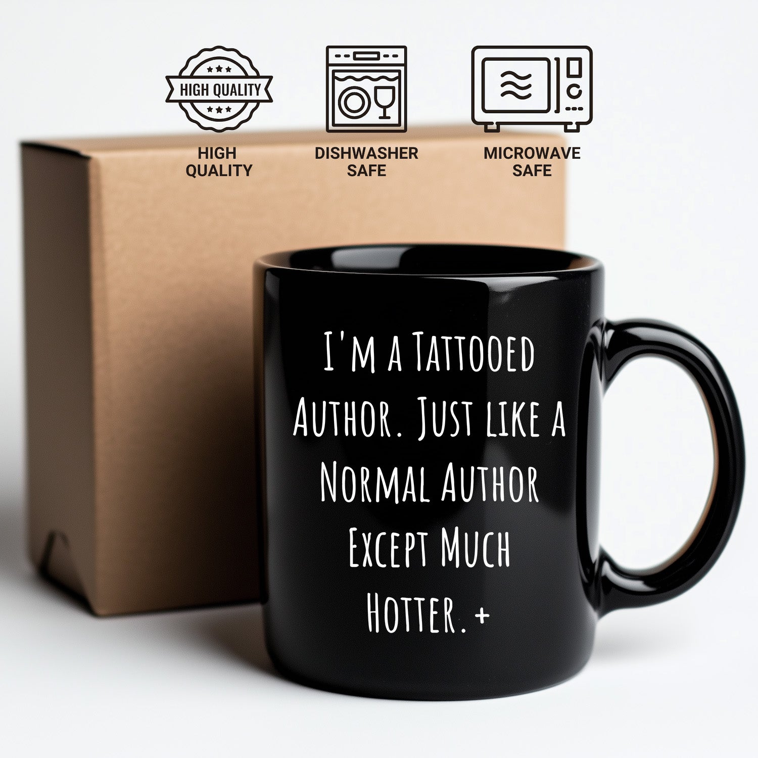 Author Funny Quote Tattooed Author Black Coffee Mug Gifts - Mallard Moon Gift Shop