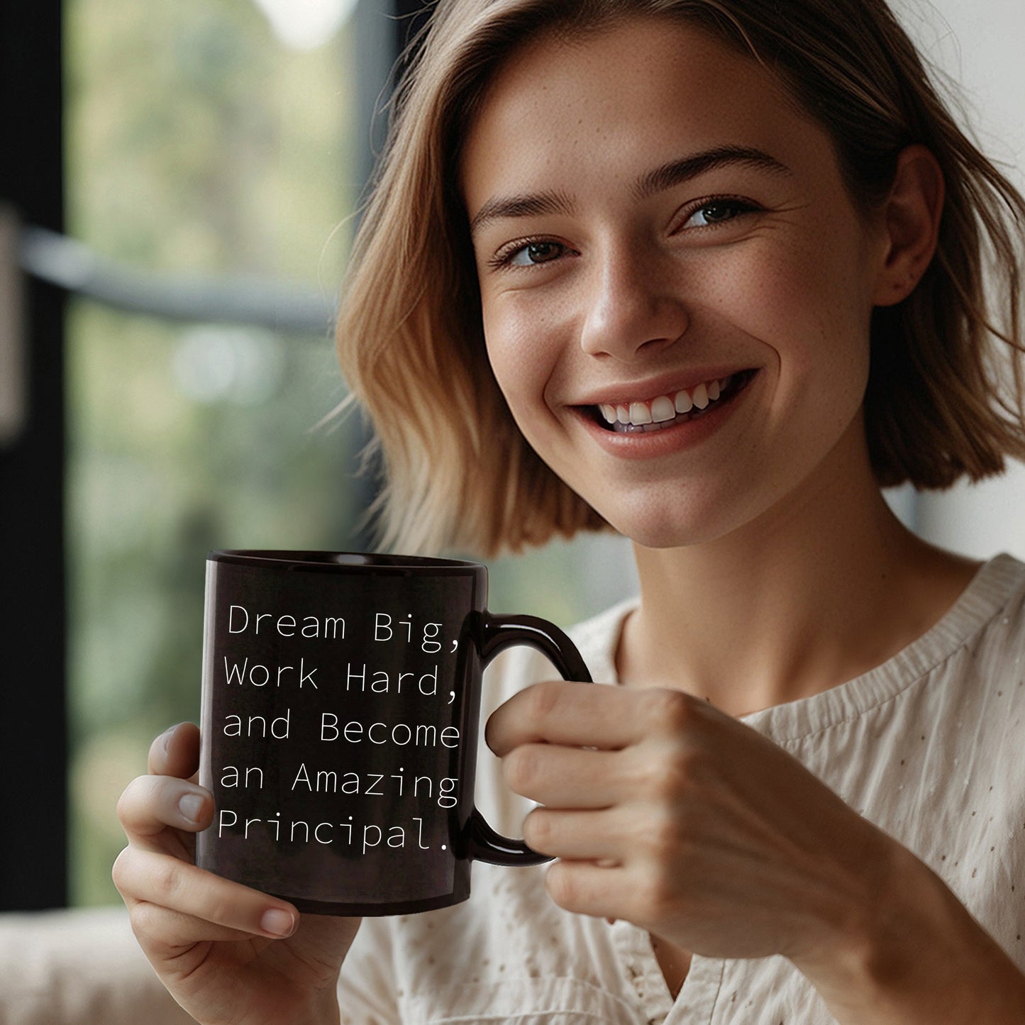 Funny Principal Gifts from Friends - Black Coffee Mug for Birthday with Inspirational Quote 'Dream Big, Work Hard, And Become An Amazing Principal.'