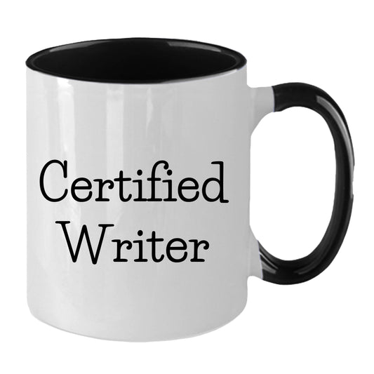 Funny Certified Writer Gifts from Family to Writers for Graduation Unique Two Tone Coffee Mugs - Mallard Moon Gift Shop