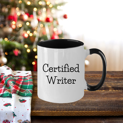 Funny Certified Writer Gifts from Family to Writers for Graduation Unique Two Tone Coffee Mugs - Mallard Moon Gift Shop