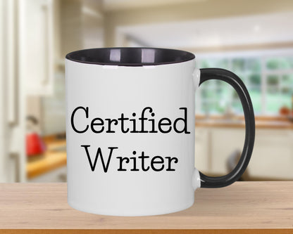 Funny Certified Writer Gifts from Family to Writers for Graduation Unique Two Tone Coffee Mugs - Mallard Moon Gift Shop