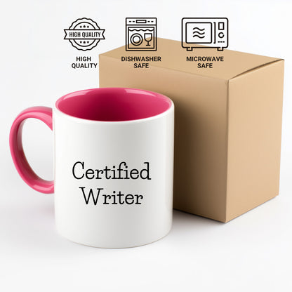 Funny Certified Writer Gifts from Family to Writers for Graduation Unique Two Tone Coffee Mugs - Mallard Moon Gift Shop