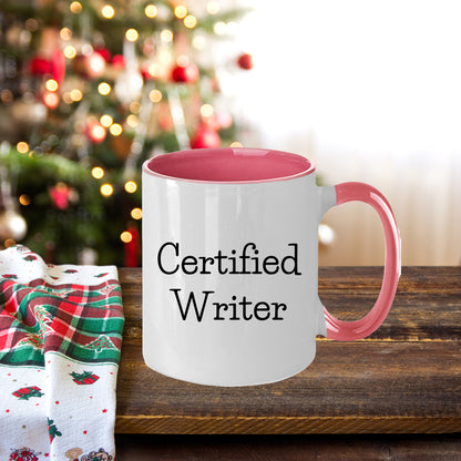 Funny Certified Writer Gifts from Family to Writers for Graduation Unique Two Tone Coffee Mugs - Mallard Moon Gift Shop