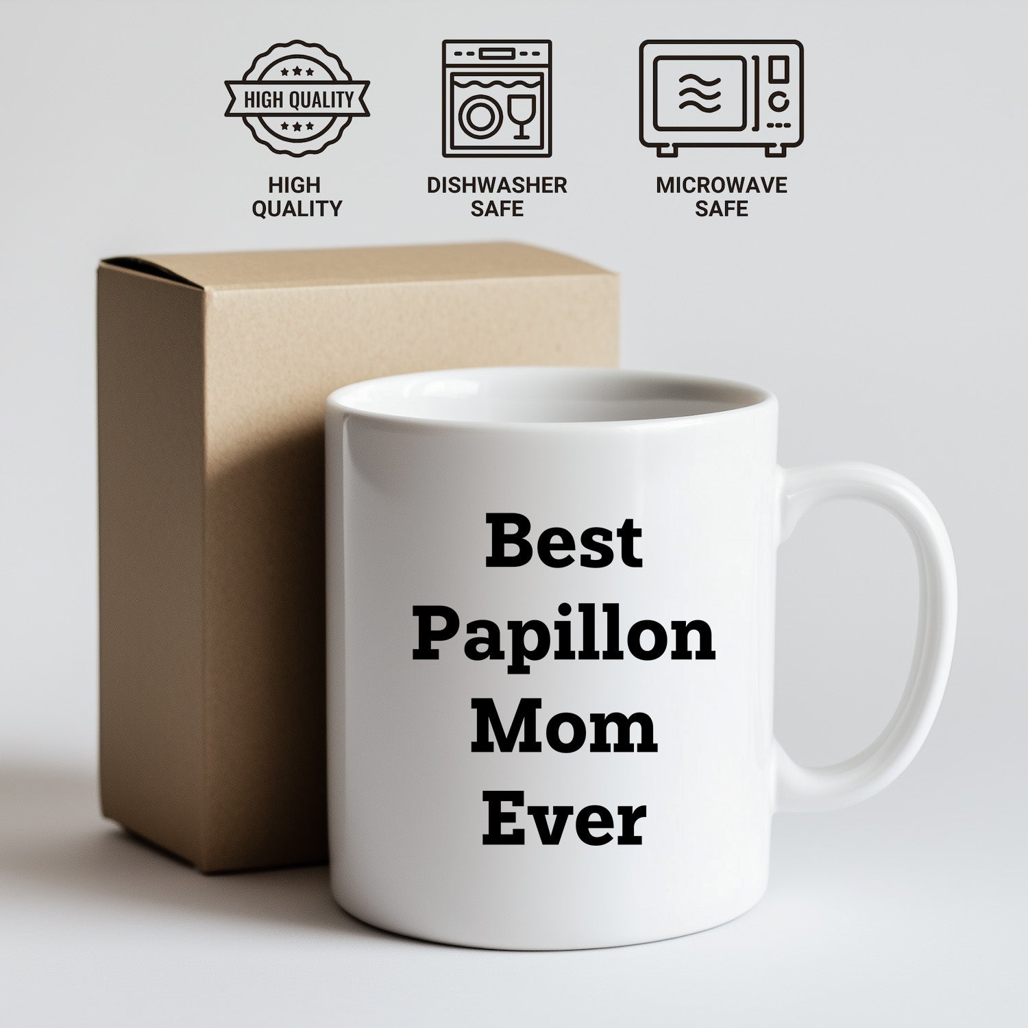 Spring Pet Products Papillon Dog Mom Ever Valentine's White Coffee Mug, Funny Quote, Gifts from Papillon Lovers for Papillon Lovers, 11oz or 15oz, Ceramic, Microwave and Dishwasher Safe - Mallard Moon Gift Shop