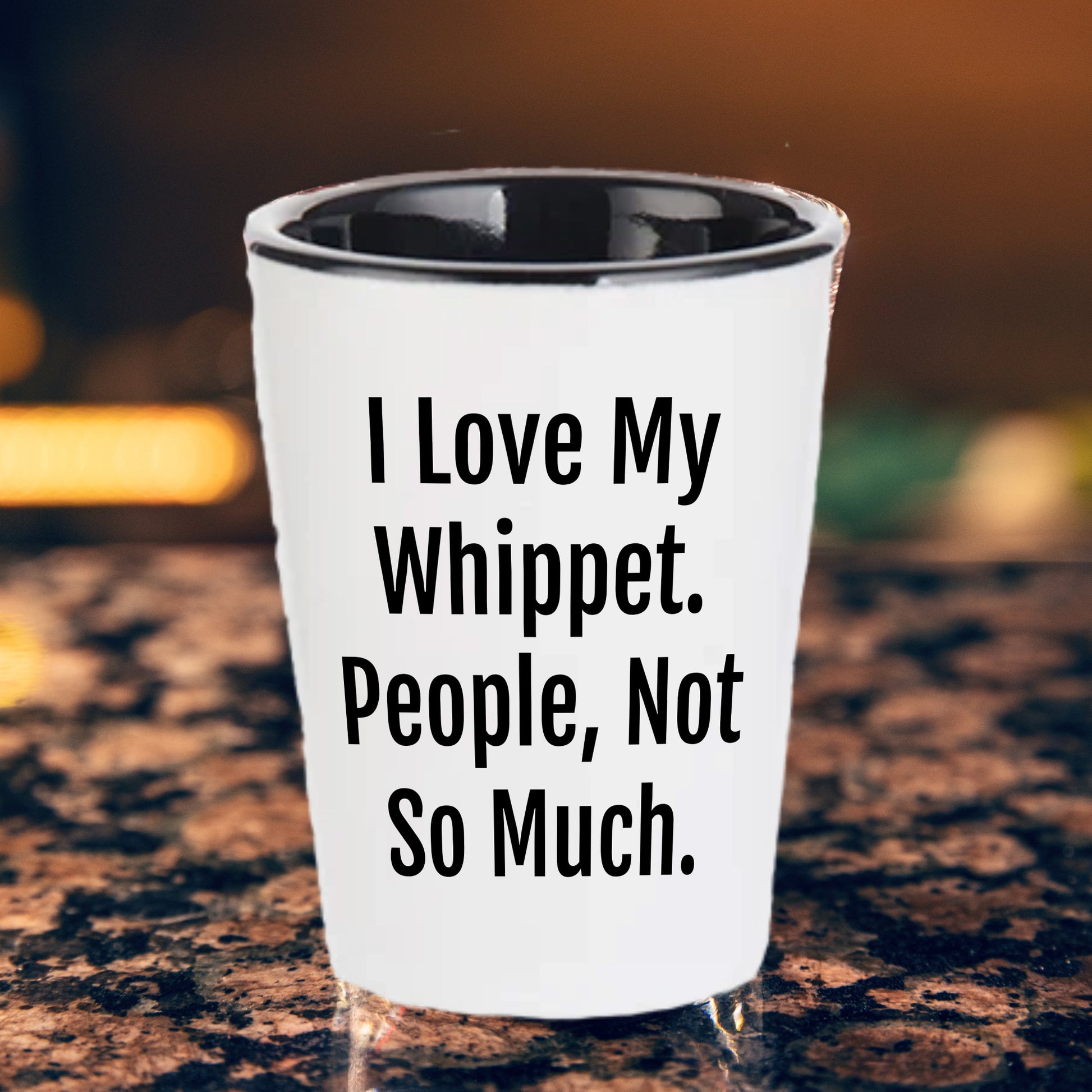 I Love My Whippet. People, Not So Much – Funny Dog Lover Shot Glass for Whippet Owners - Mallard Moon Gift Shop