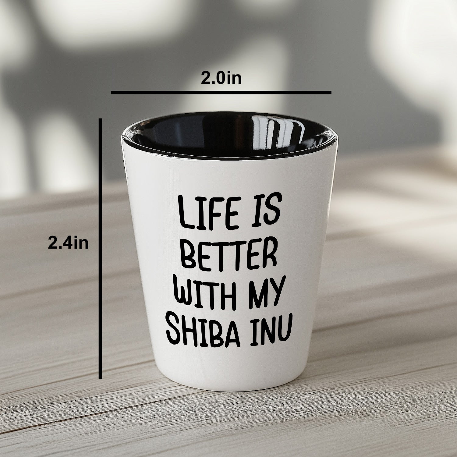 Shiba Inu Dog Shot Glass - Life is Better with My Shiba Inu Mom's Day Gift, Funny Quote, White Ceramic, 1.5oz, Microwave and Dishwasher Safe, Gifts from Family, Gifts for Shiba Inu Dog Lovers - Mallard Moon Gift Shop