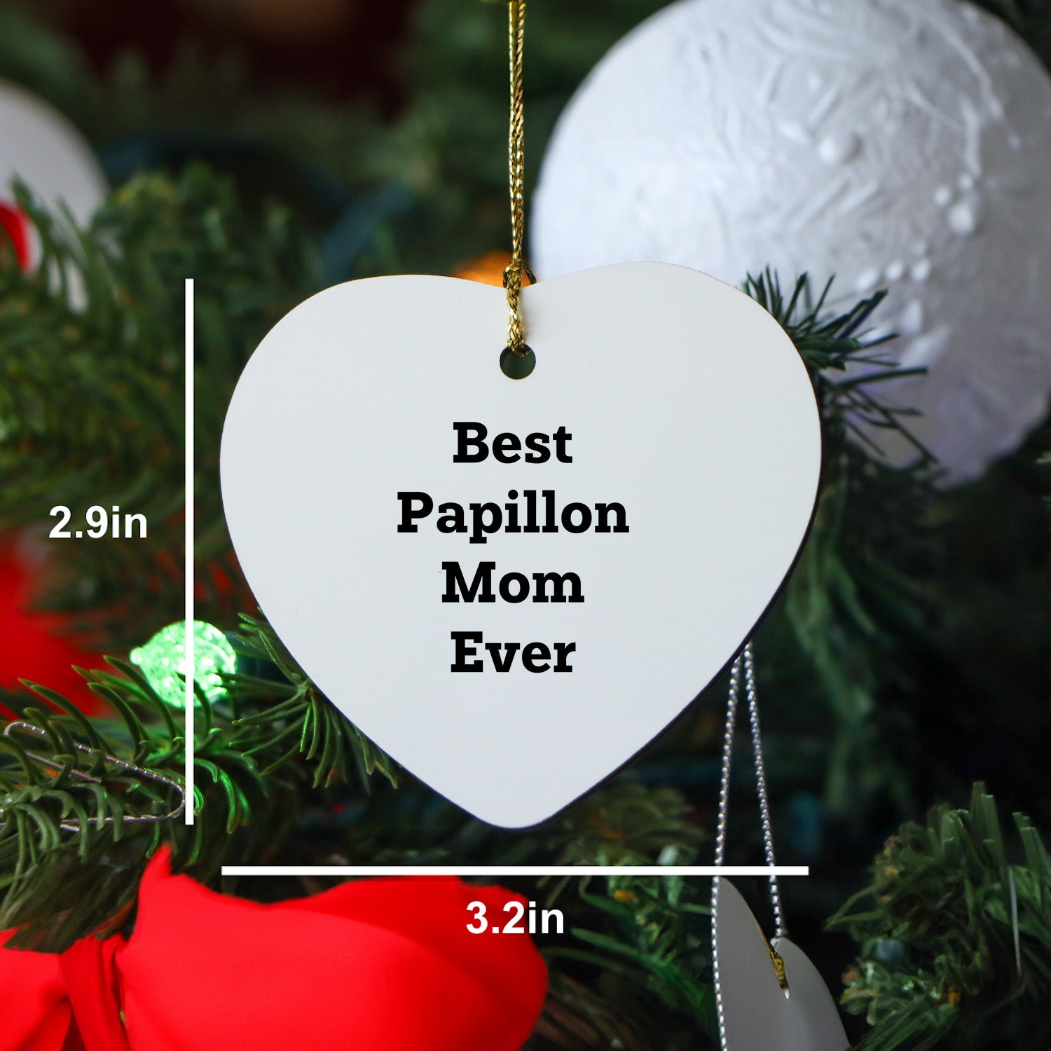 Papillon Dog Lover Gifts from Best Papillon Mom Ever for Christmas Heart Ornament