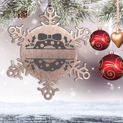 Personalized Christmas Wreath Laser Engraved Snowflake Stainless Steel Tree Ornament