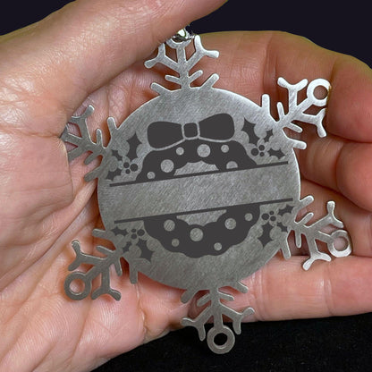 Personalized Christmas Wreath Laser Engraved Snowflake Stainless Steel Tree Ornament