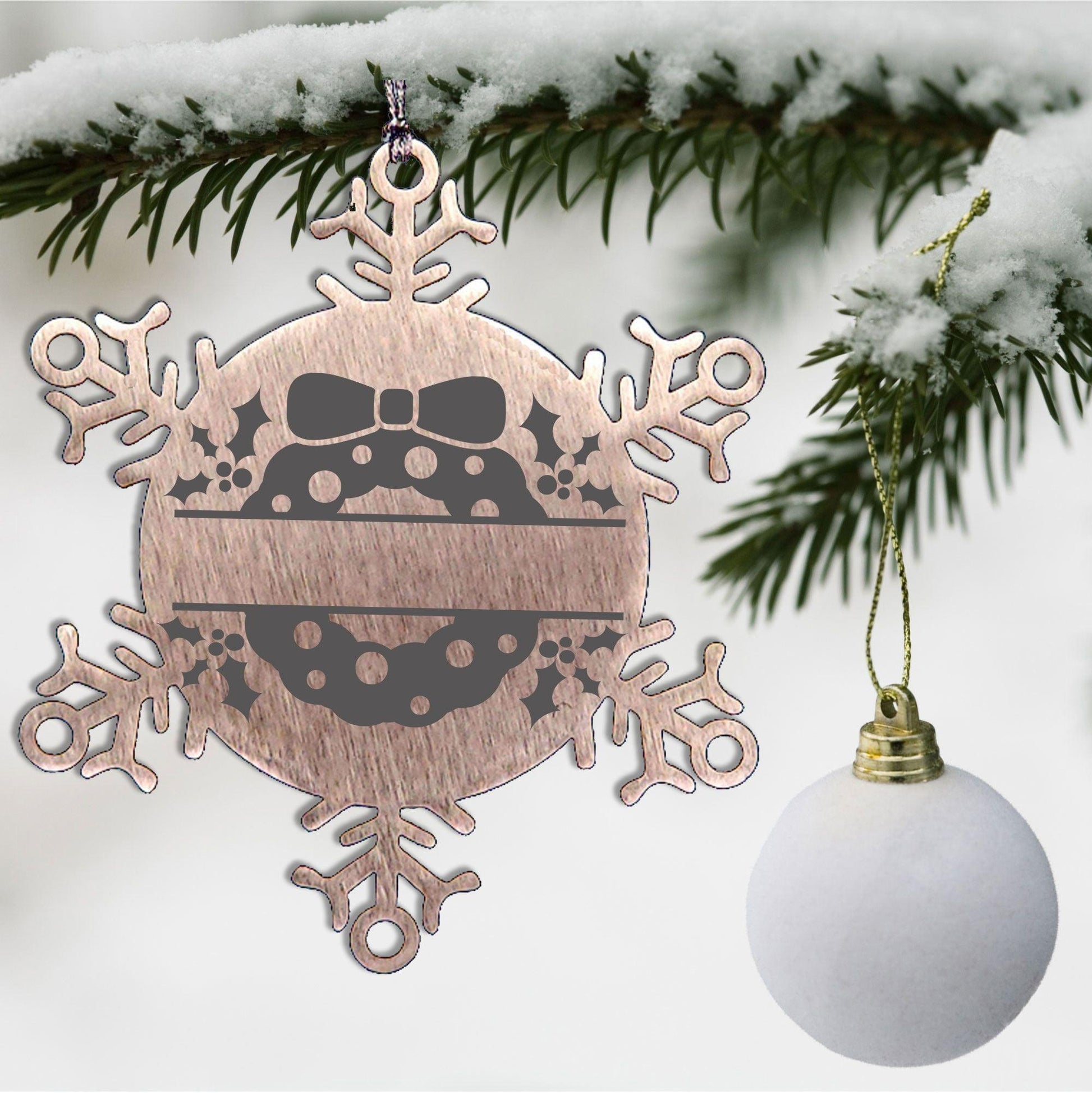 Personalized Christmas Wreath Laser Engraved Snowflake Stainless Steel Tree Ornament
