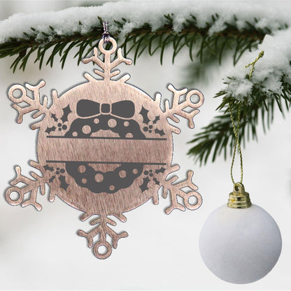 Personalized Christmas Wreath Laser Engraved Snowflake Stainless Steel Tree Ornament