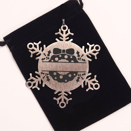Personalized Christmas Wreath Laser Engraved Snowflake Stainless Steel Tree Ornament