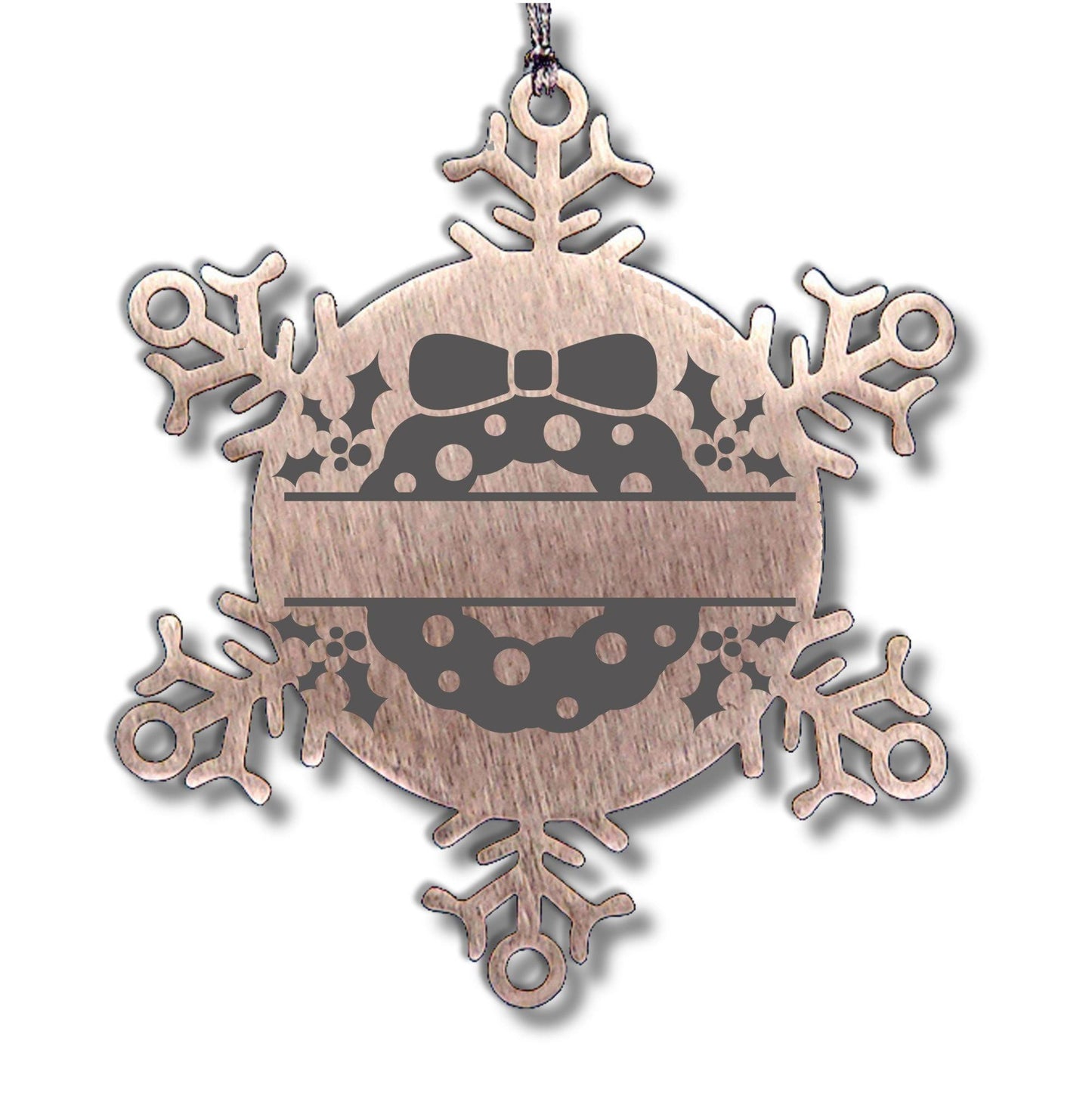 Personalized Christmas Wreath Laser Engraved Snowflake Stainless Steel Tree Ornament