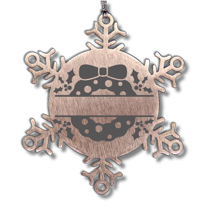 Personalized Christmas Wreath Laser Engraved Snowflake Stainless Steel Tree Ornament