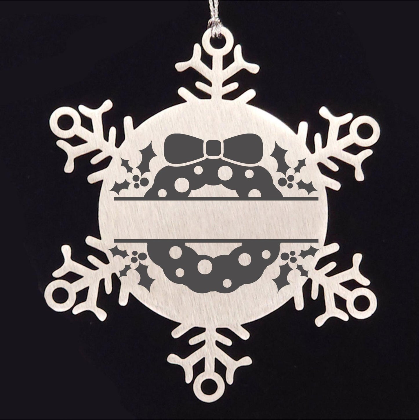 Personalized Christmas Wreath Laser Engraved Snowflake Stainless Steel Tree Ornament